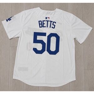 Mookie Betts Los Angeles Dodgers Stitched Jersey #50 White Mens LARGE